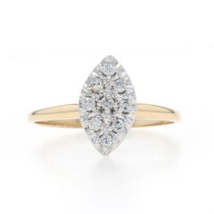 Yellow Gold Diamond Cluster Cocktail Ring - 10k Round Brilliant .14ctw