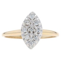 Yellow Gold Diamond Cluster Cocktail Ring - 10k Round Brilliant .14ctw
