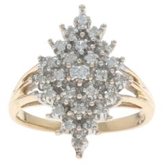 Yellow Gold Diamond Cluster Cocktail Ring - 10k Round Brilliant .25ctw