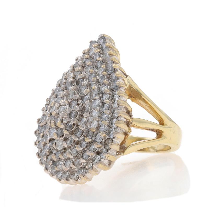 Gelbgold Diamant-Cluster-Cocktail-Ring - 10k Runde Brillant 4,00ctw Teardrop (Rundschliff) im Angebot