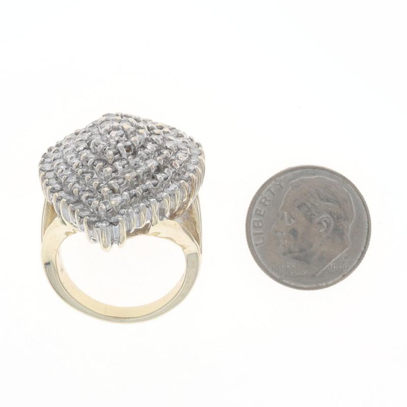 Gelbgold Diamant-Cluster-Cocktail-Ring - 10k Runde Brillant 4,00ctw Teardrop Damen im Angebot