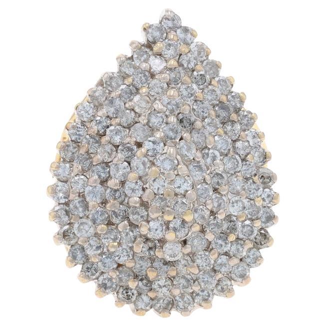 Gelbgold Diamant-Cluster-Cocktail-Ring - 10k Runde Brillant 4,00ctw Teardrop im Angebot