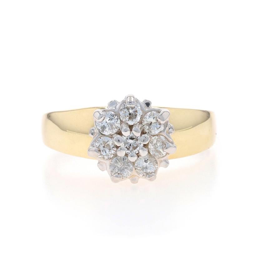Size: 7 3/4
Sizing Fee: Up 2 sizes for $30 or Down 1 size for $30

Metal Content: 10k Yellow Gold & 10k White Gold

Stone Information

Natural Diamonds
Carat(s): .50ctw
Cut: Round Brilliant
Color: G - H
Clarity: I1 - I2

Total Carats: .50ctw

Style: