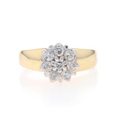 Yellow Gold Diamond Cluster Cocktail Ring -10k Round Brilliant .50ctw Engagement