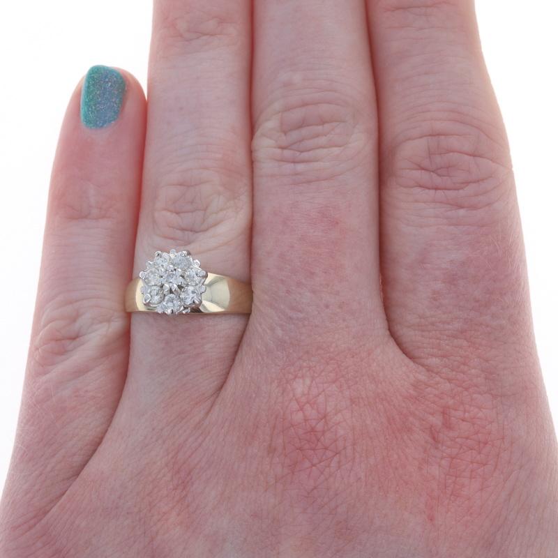Round Cut Yellow Gold Diamond Cluster Cocktail Ring -10k Round Brilliant .50ctw Engagement For Sale
