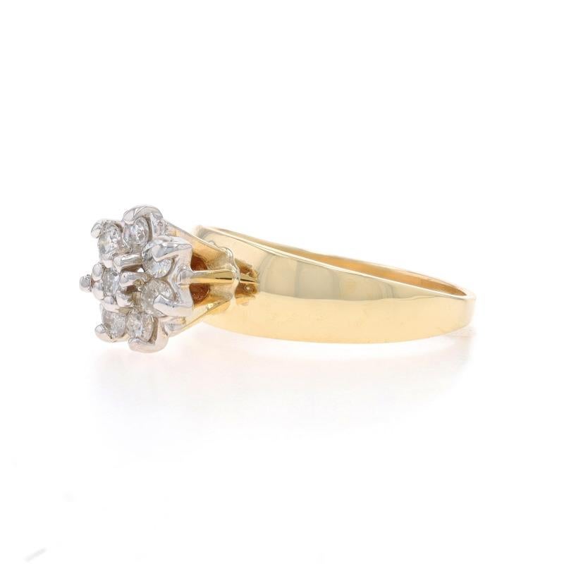Yellow Gold Diamond Cluster Cocktail Ring -10k Round Brilliant .50ctw Engagement In Excellent Condition For Sale In Greensboro, NC