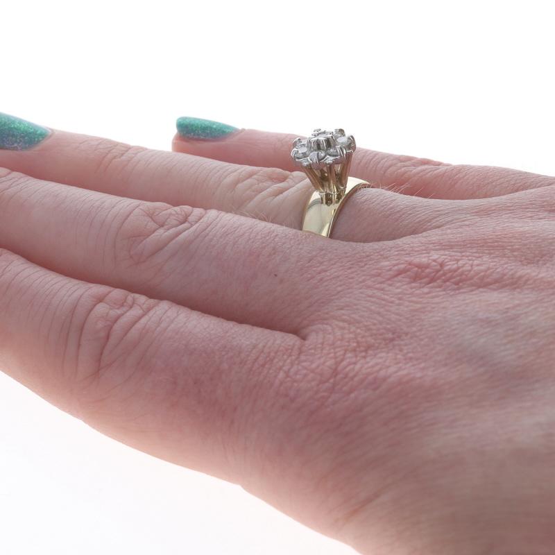 Women's Yellow Gold Diamond Cluster Cocktail Ring -10k Round Brilliant .50ctw Engagement For Sale