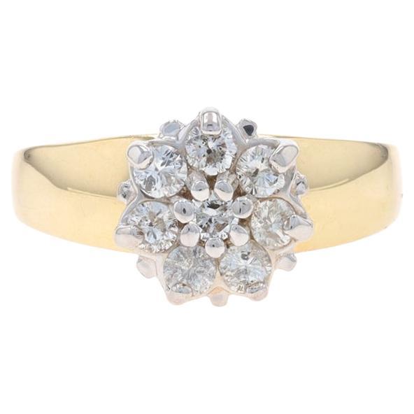 Yellow Gold Diamond Cluster Cocktail Ring -10k Round Brilliant .50ctw Engagement For Sale