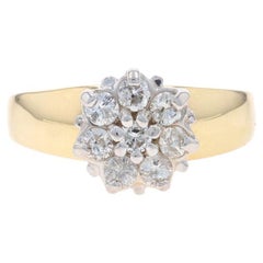 Yellow Gold Diamond Cluster Cocktail Ring -10k Round Brilliant .50ctw Engagement