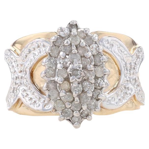 Bague De Fiançailles Or Jaune 9 Carats - Grappe De Saphir Bleu - Poinçonnée