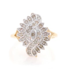 Yellow Gold Diamond Cluster Cocktail Ring - 10k Single .33ctw