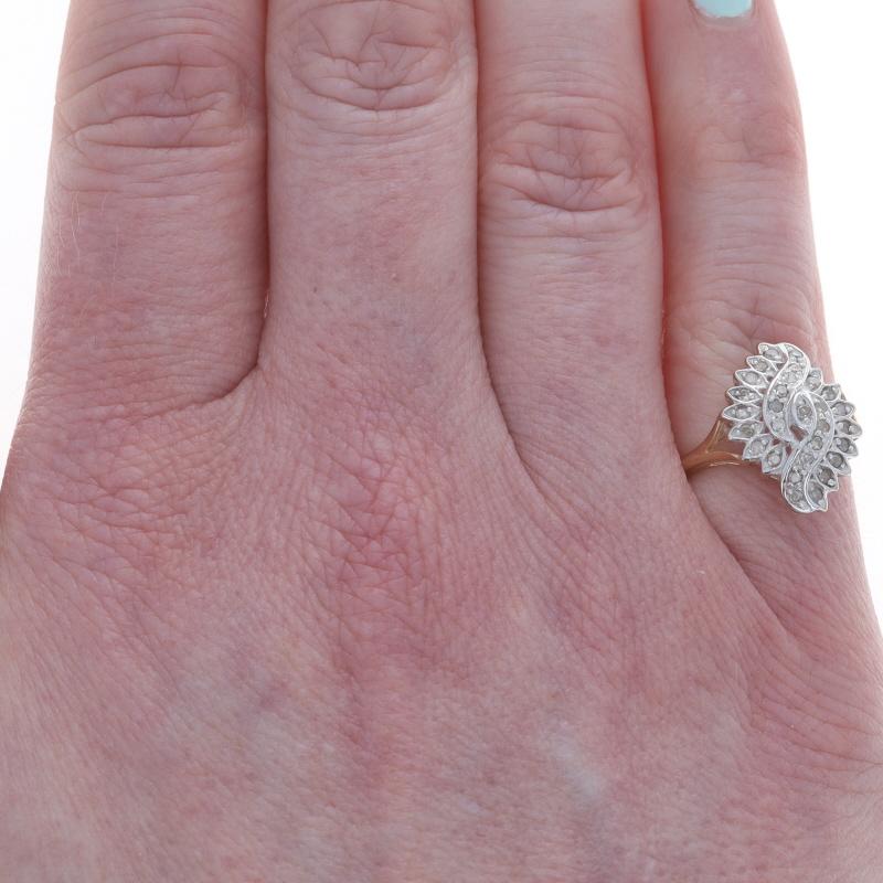 Single Cut Yellow Gold Diamond Cluster Cocktail Ring - 10k Single .33ctw For Sale
