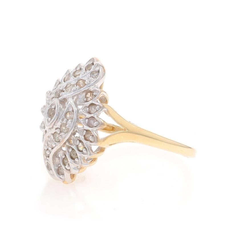 Yellow Gold Diamond Cluster Cocktail Ring - 10k Single .33ctw In Excellent Condition For Sale In Greensboro, NC