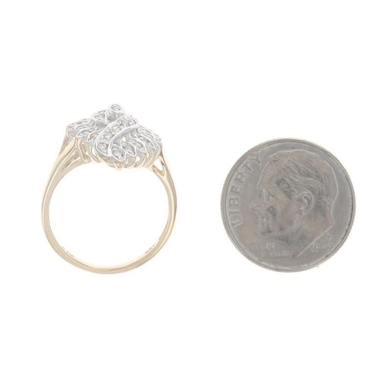 Yellow Gold Diamond Cluster Cocktail Ring - 10k Single .33ctw For Sale 1