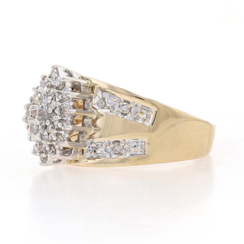 Yellow Gold Diamond Cluster Cocktail Ring - 10k Single Cut .33ctw In Excellent Condition For Sale In Greensboro, NC