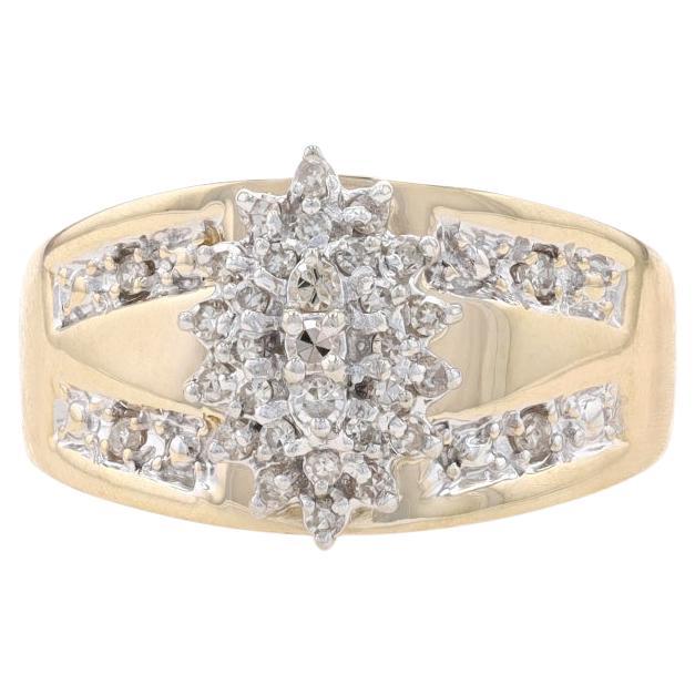 Yellow Gold Diamond Cluster Cocktail Ring - 10k Single Cut .33ctw