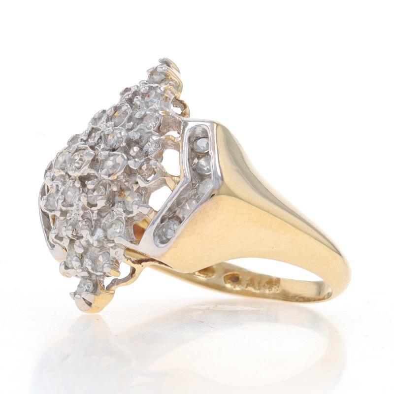 Yellow Gold Diamond Cluster Cocktail Ring - 10k Single Cut .50ctw In Excellent Condition For Sale In Greensboro, NC