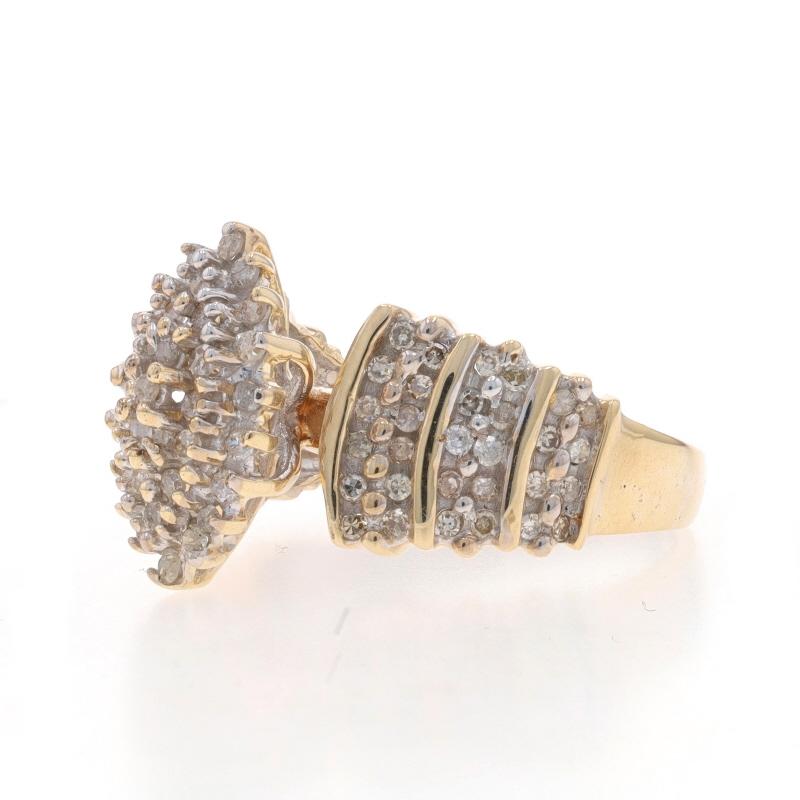 Women's Yellow Gold Diamond Cluster Cocktail Ring - 10k Single Cut .50ctw For Sale