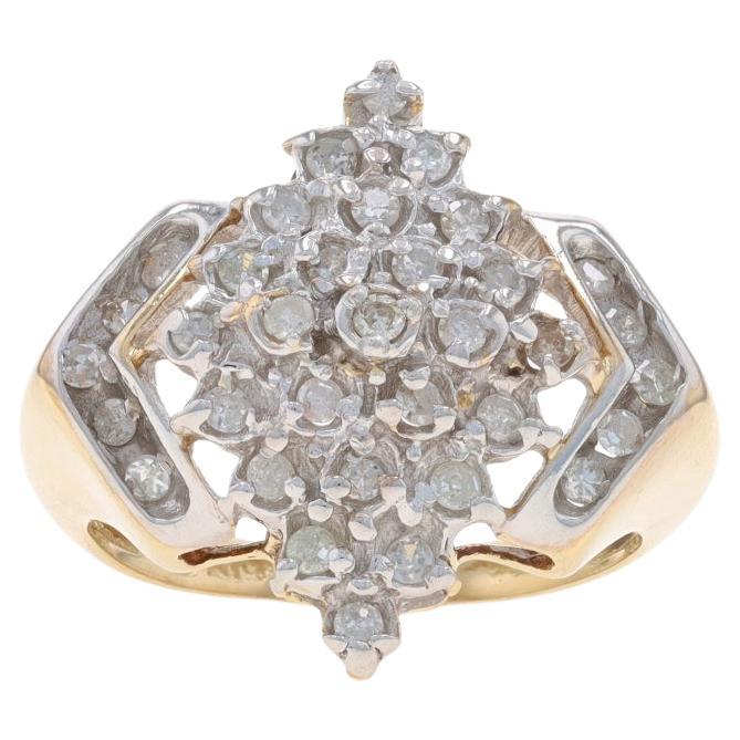 Yellow Gold Diamond Cluster Cocktail Ring - 10k Single Cut .50ctw