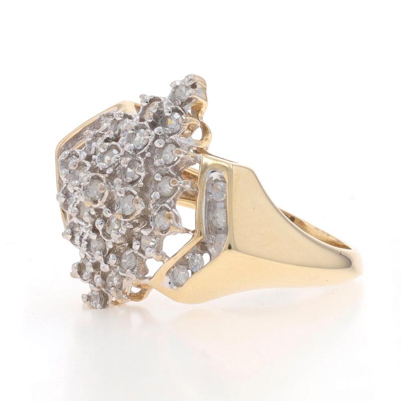 Women's Yellow Gold Diamond Cluster Cocktail Ring - 10k Single Cut .50ctw Knife-Edge For Sale