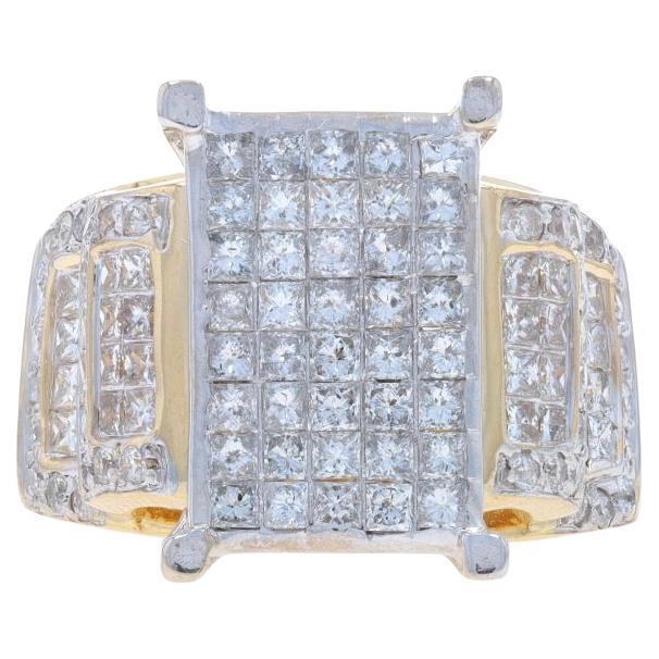 Yellow Gold Diamond Cluster Cocktail Ring 14k Princess3.00ctw Engagement Sz7 1/2 For Sale