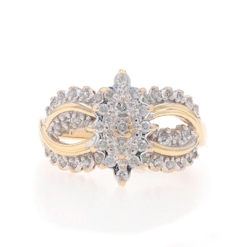 Taille : 8 3/4
Frais de taille : Up&Up 2 tailles pour $35 ou Down 1 taille pour $35

Contenu métallique : Or jaune 14k et or blanc 14k

Informations sur les pierres
Diamants naturels
Carat(s) : .50ctw
Taille : Brilliante simple et ronde
Couleur : G