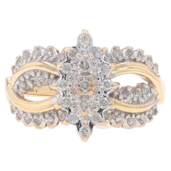 Yellow Gold Diamond Cluster Cocktail Ring - 14k Round .50ctw