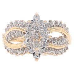 Yellow Gold Diamond Cluster Cocktail Ring - 14k Round .50ctw