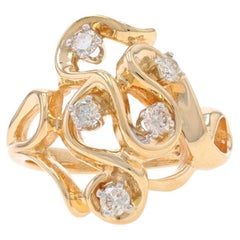 Yellow Gold Diamond Cluster Cocktail Ring - 14k Round Brilliant 0.28ctw