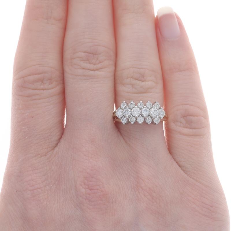 Gelbgold Diamant-Cluster-Cocktailring - 14k Rundbrillant 0,95ctw (Rundschliff)