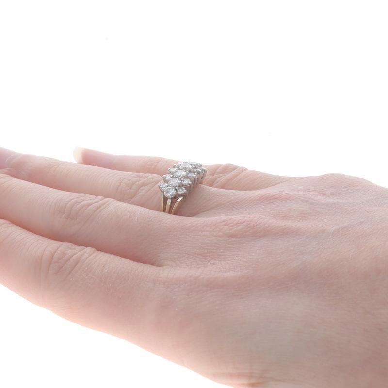 Gelbgold Diamant-Cluster-Cocktailring - 14k Rundbrillant 0,95ctw Damen