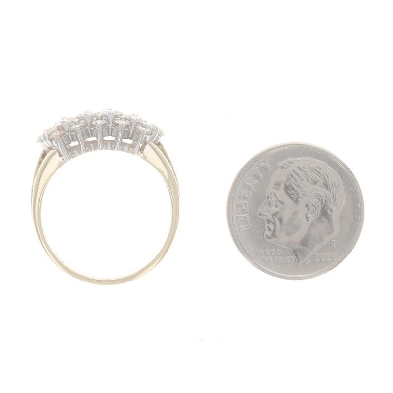 Gelbgold Diamant-Cluster-Cocktailring - 14k Rundbrillant 0,95ctw 1
