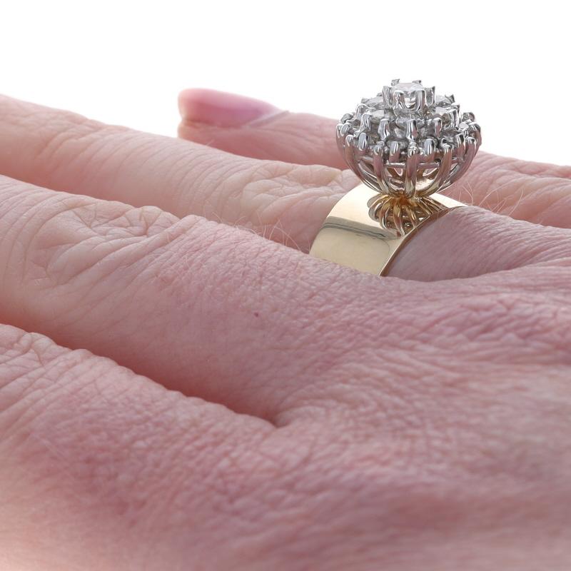 Women's Yellow Gold Diamond Cluster Cocktail Ring - 14k Round Brilliant 1.00ctw Floral For Sale
