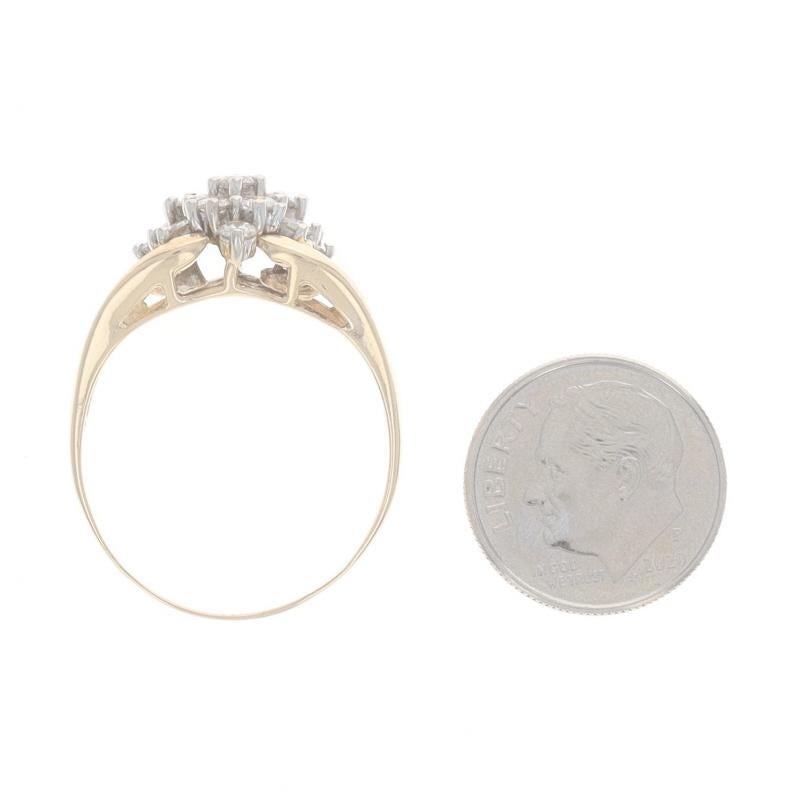 Yellow Gold Diamond Cluster Cocktail Ring - 14k Round Brilliant 1.00ctw Floral 1