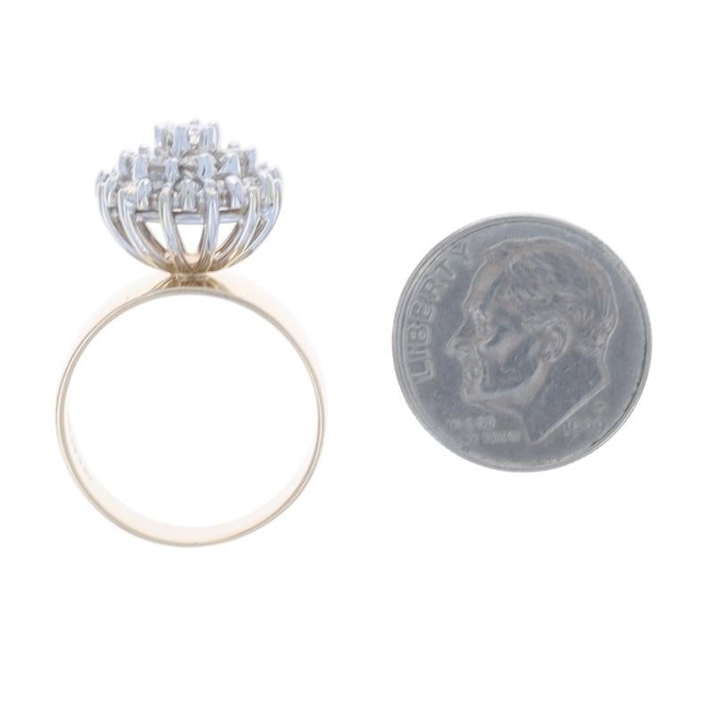 Yellow Gold Diamond Cluster Cocktail Ring - 14k Round Brilliant 1.00ctw Floral For Sale 1