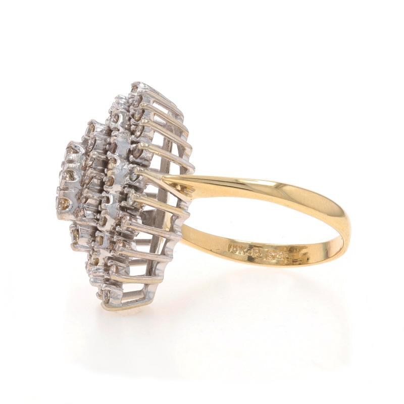 Bague cocktail en or jaune avec grappe de diamants - 14k Round Brilliant 1.00ctw Excellent état - En vente à Greensboro, NC