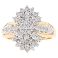 Yellow Gold Diamond Cluster Cocktail Ring - 14k Round Brilliant 1.00ctw