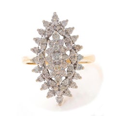 Gelbgold-Diamanten-Cluster-Cocktailring - 14k Rundbrillant 1,00ctw