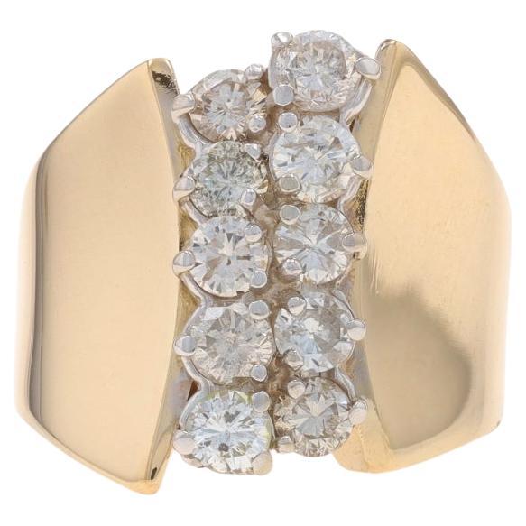 Yellow Gold Diamond Cluster Cocktail Ring - 14k Round Brilliant 1.00ctw