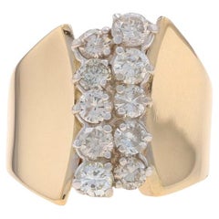 Bague cocktail en or jaune avec grappe de diamants - 14k Round Brilliant 1.00ctw
