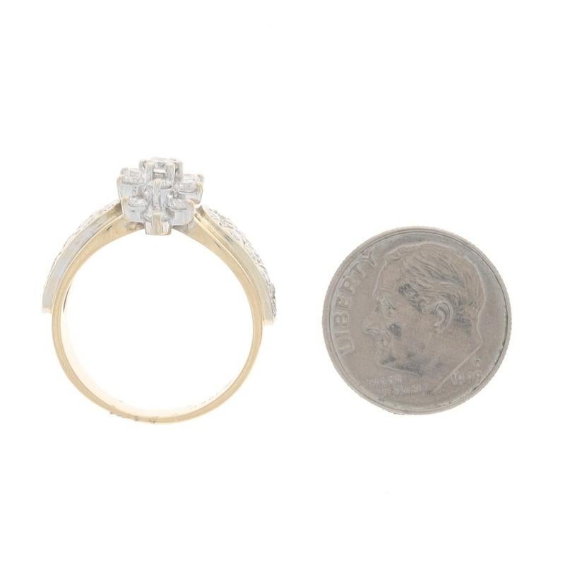 Bague cocktail en or jaune avec grappe de diamants - 14k Rond brillant 1.20ctw Pour femmes en vente