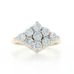 Yellow Gold Diamond Cluster Cocktail Ring - 14k Round Brilliant 1.43ctw