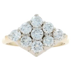 Yellow Gold Diamond Cluster Cocktail Ring - 14k Round Brilliant 1.43ctw