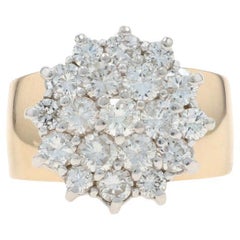 Yellow Gold Diamond Cluster Cocktail Ring - 14k Round Brilliant 2.00ctw Floral