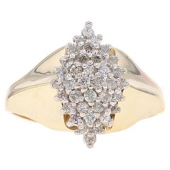 Yellow Gold Diamond Cluster Cocktail Ring - 14k Round Brilliant .35ctw