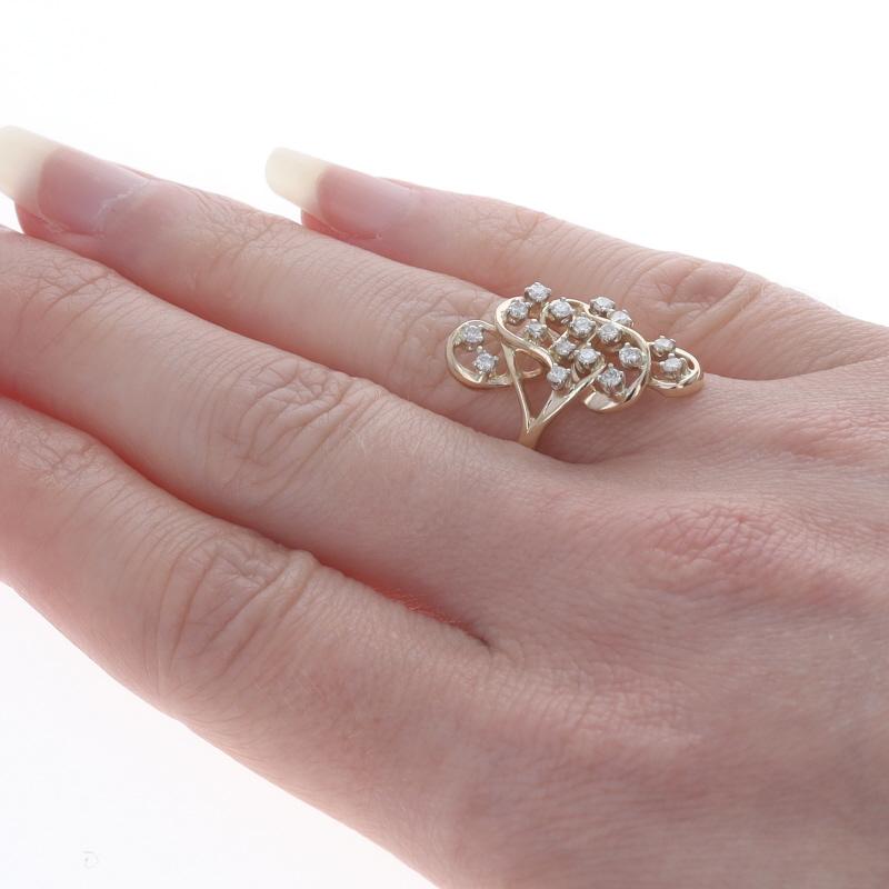 Round Cut Yellow Gold Diamond Cluster Cocktail Ring - 14k Round Brilliant .40ctw