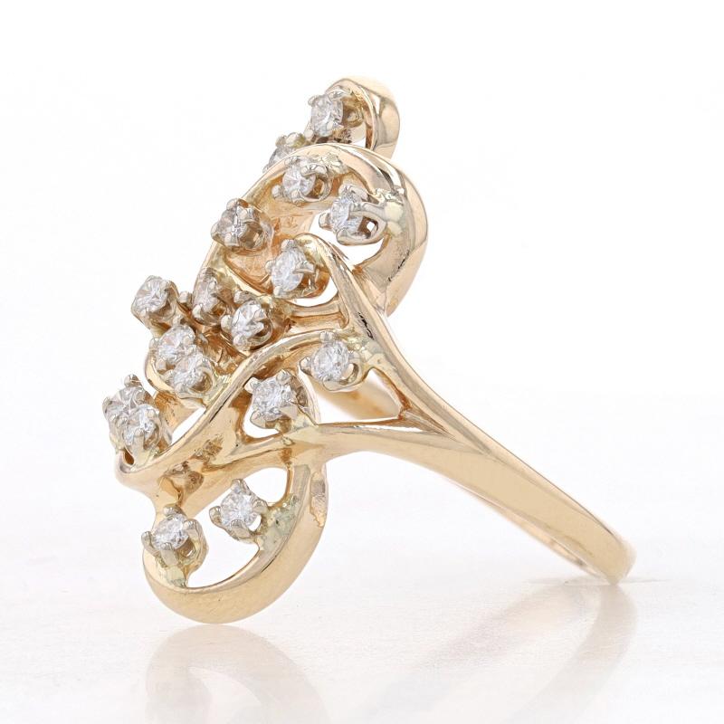 Yellow Gold Diamond Cluster Cocktail Ring - 14k Round Brilliant .40ctw In Excellent Condition In Greensboro, NC