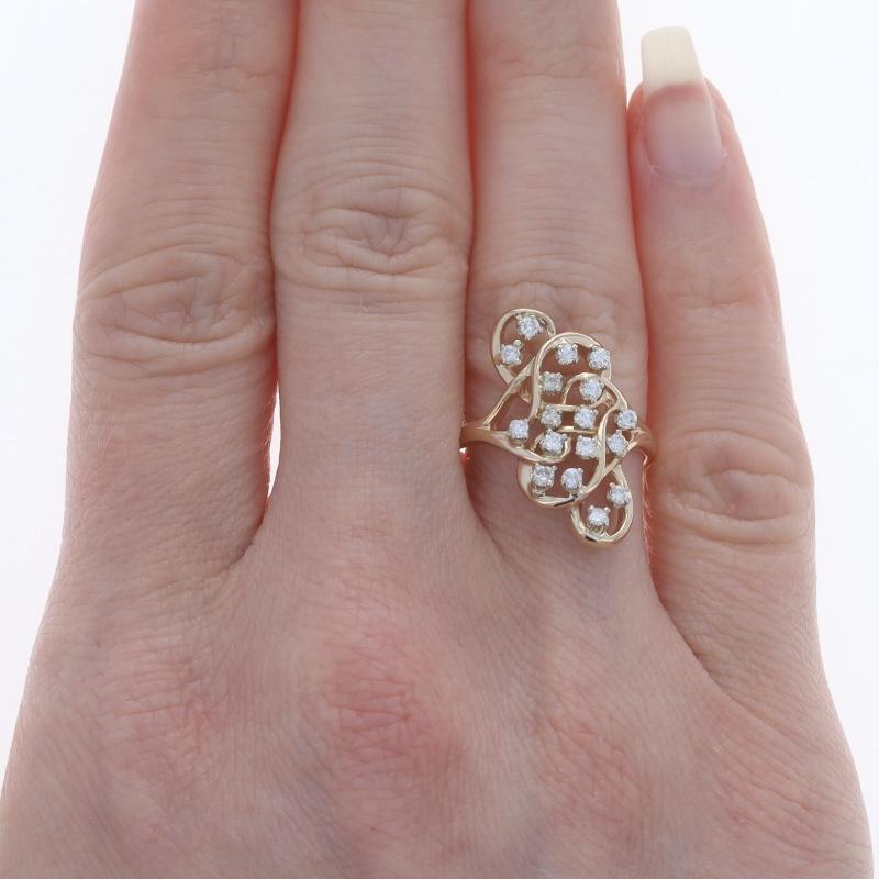 Women's Yellow Gold Diamond Cluster Cocktail Ring - 14k Round Brilliant .40ctw