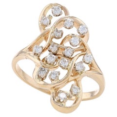 Yellow Gold Diamond Cluster Cocktail Ring - 14k Round Brilliant .40ctw