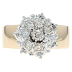 Yellow Gold Diamond Cluster Cocktail Ring - 14k Round Brilliant .50ctw Floral